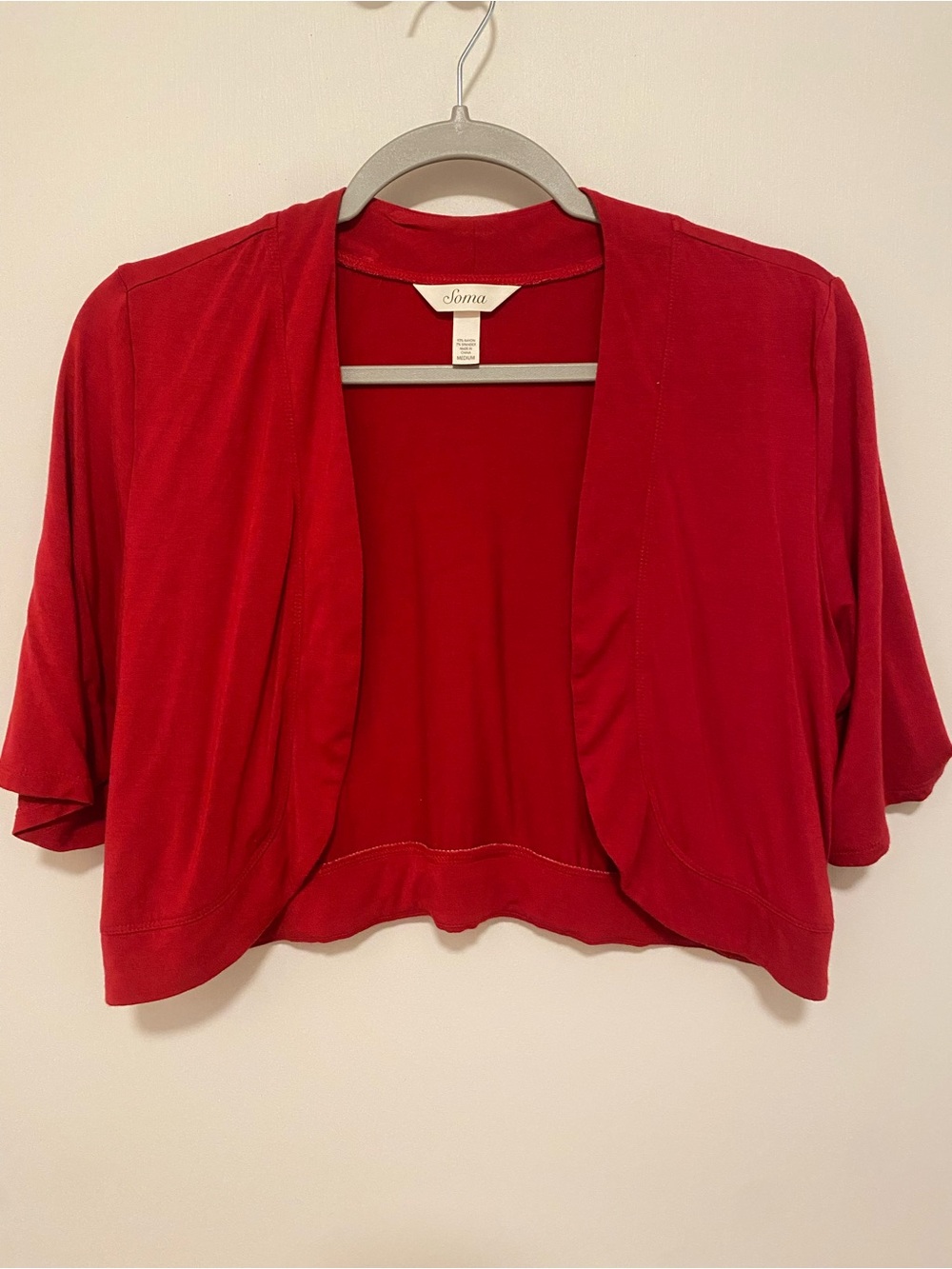Soma Red Open Front Cropped Bolero Shrug Medium